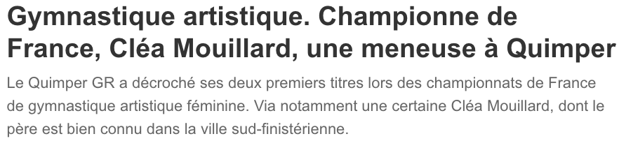 Championne de France, Cléa Mouillard, une meneuse à Quimper