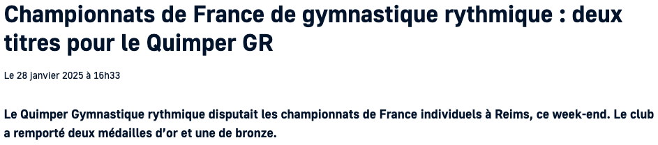 Championnats de France de gymnastique rythmique : deux titres pour le Quimper GR