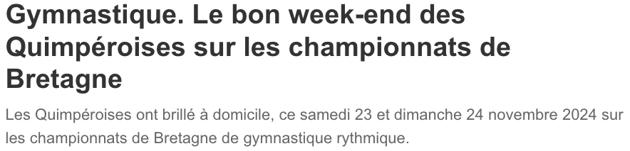 Le bon week-end des Quimpéroises sur les championnats de Bretagne