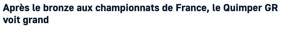 Après le bronze aux championnats de France, le Quimper GR voit grand